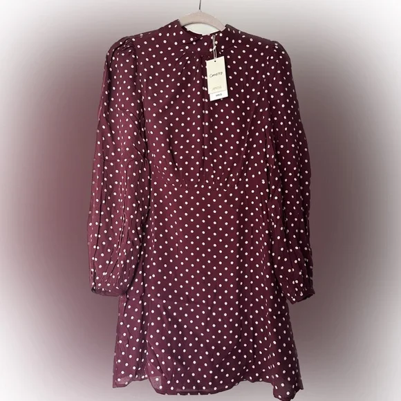mango red polka dot dress MANGO Dress Red Polka Dot Open Back Peek A Boo Buttons Midi Dress Medium